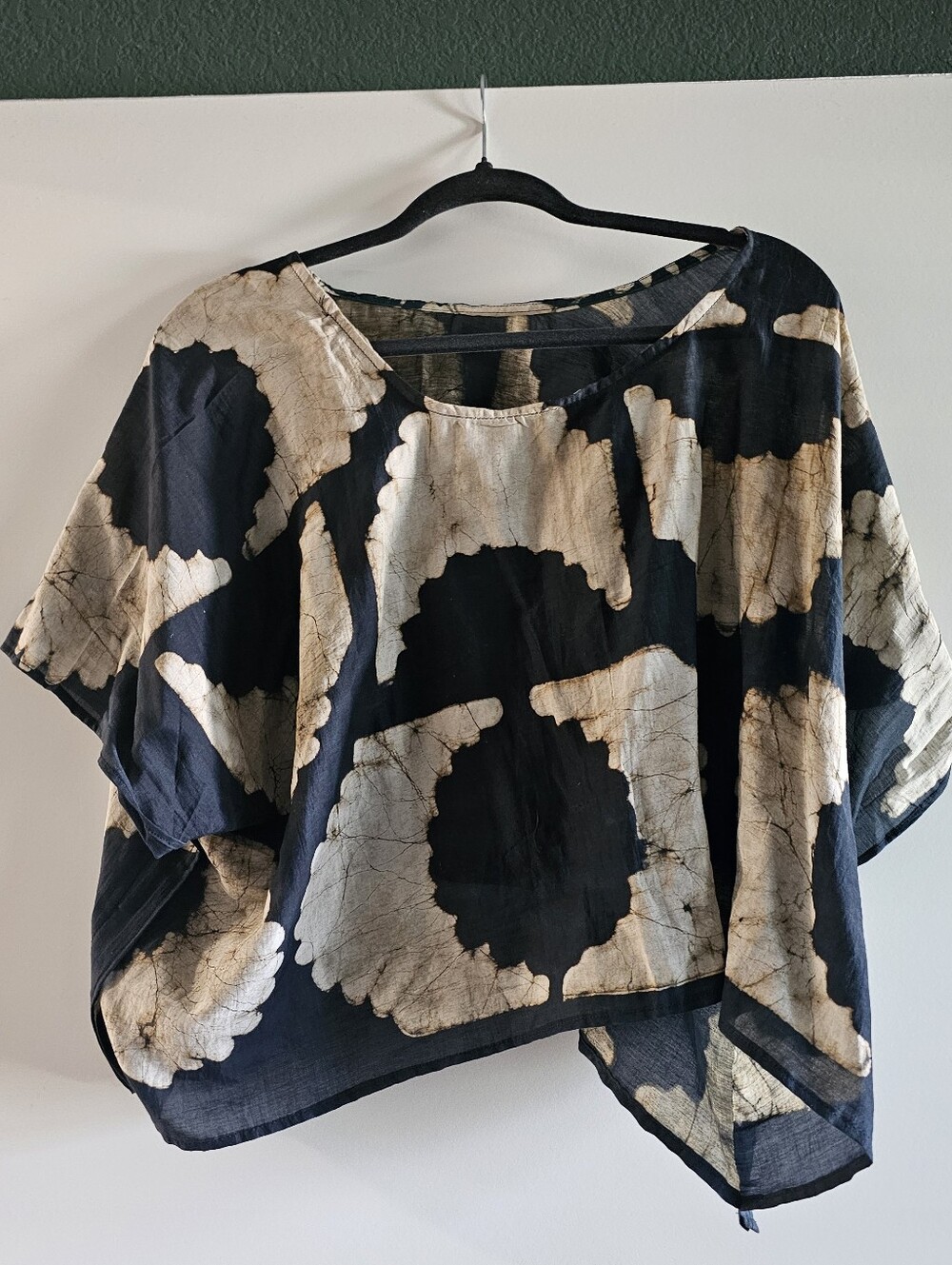 Women’s Black & Cream Ikat Semi Sheer Top
